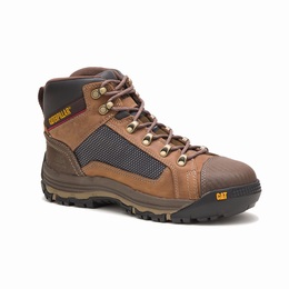 Caterpillar Convex Mid Cut Steel Toe Work Férfi Vízálló Cipő Sötét Bézs, HU-T064